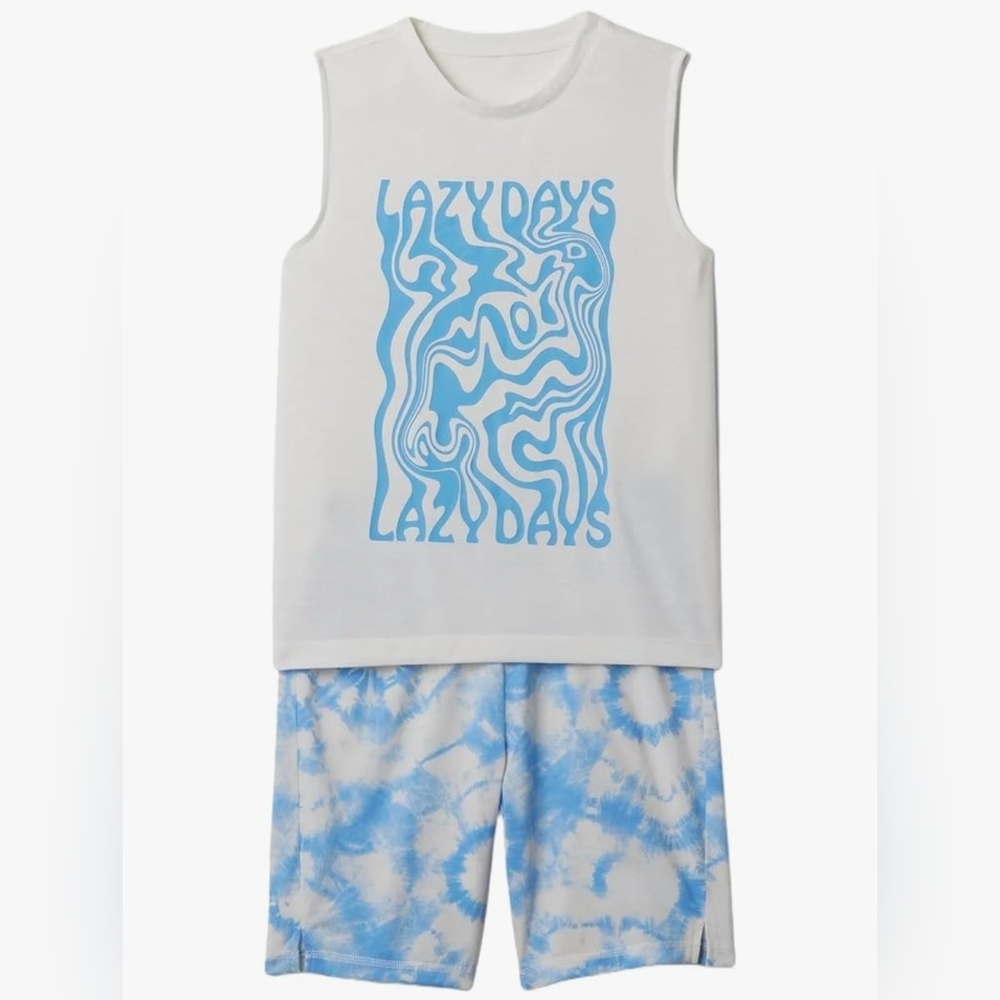 GAP Kids Blue and Cream Swirl Pajama Set Boys Or Girls Lightweight PJs